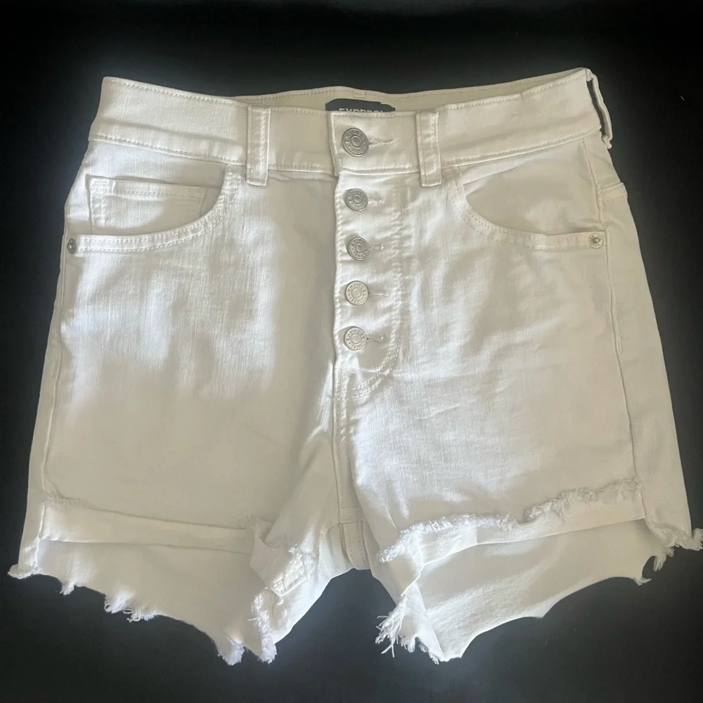 Express High Waisted Button Up Jean Shorts Size 00 Good Condition!! - Picture 1 of 2